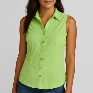 COLUMBIA Shirt Sleeveless Womens Small Green Sportswear Blouse